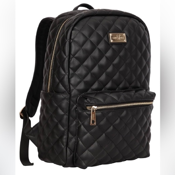 NWT Sandy Lisa St. Tropez faux Leather Black Backpack - Picture 2 of 11